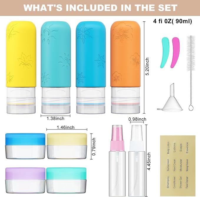 16 Pack Travel Bottles for Toiletries, Silicone TSA Approved-Containers for - Image 2