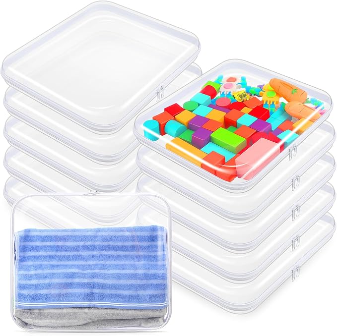 Sanwuta 10 Pcs Hard Zipper Case Clear Hard Pouches Plastic Zipper Pencil Box by Sanwuta