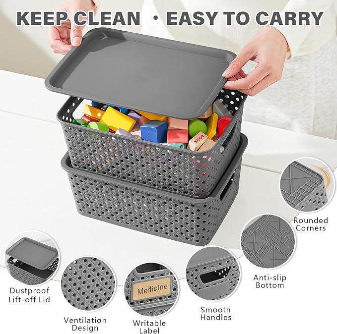 10 Pack Plastic Storage Bins - Image 3