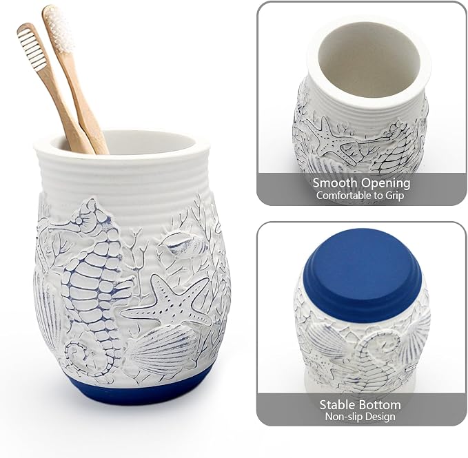 Beach Theme Bathroom Accessory Sets 4PCS Bathroom Accessories Set Complete - Image 4