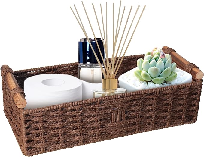 Round Paper Rope Storage Basket Wicker by STOBSK