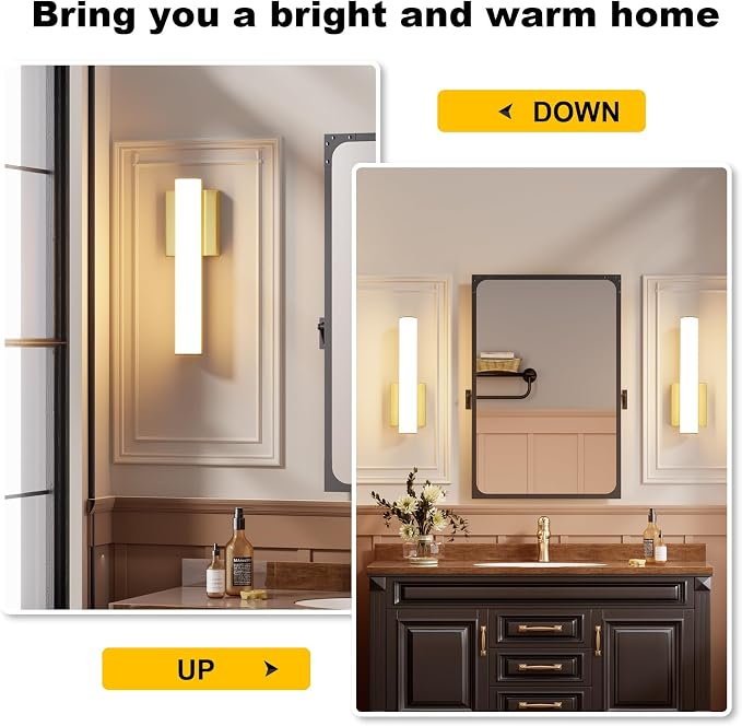 15.7 Inches Modern Bathroom Led Wall Sconces, 18W 3000K Hardwired Wall Light - Image 6