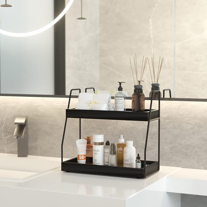 ZGO 2-Tier Modern Bathroom Counter Organizer, Wooden Sink Organizer Shelf - Image 4
