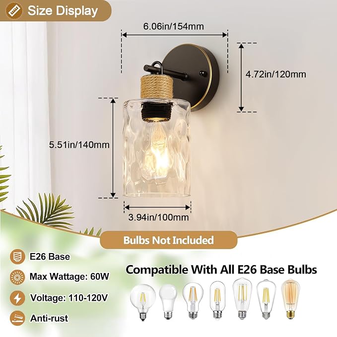 Set of 2 Wall Sconces for Bathroom, Coastal Modern Vanity Lights - Image 7