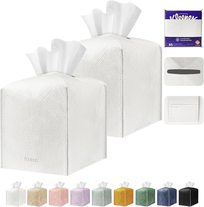 Tissue Box Holder Cover Square Tissue Cube Cover PU Leather Tissue Organizer by DecorateYourHome