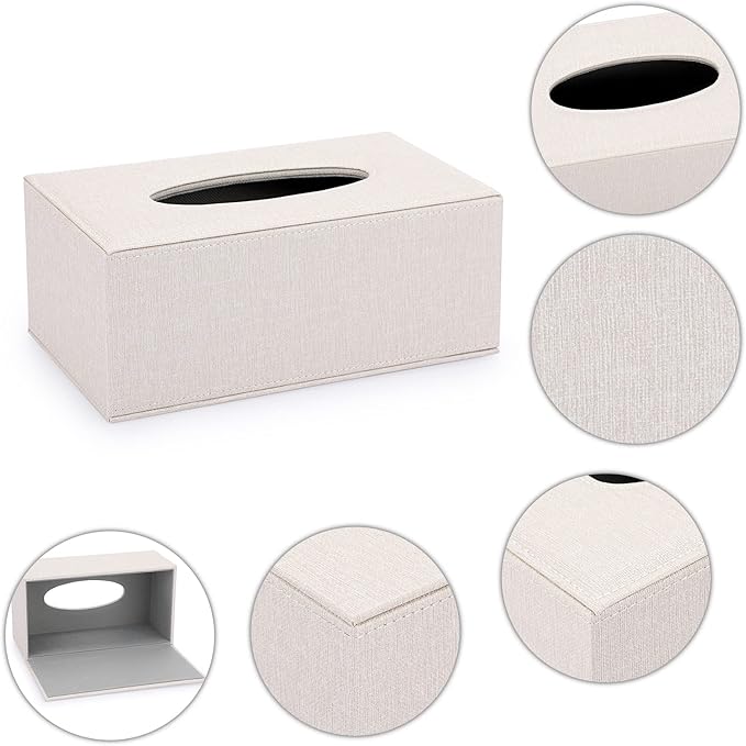 Sumnacon Tissue Box Cover Rectangle Linen Tissue Box, Stylish Tissue Box Holder - Image 4
