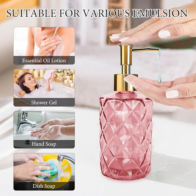 Glass Soap Dispenser with Gold Pump, Bathroom Soap Dispenser, 330ml Hand Foam - Image 3