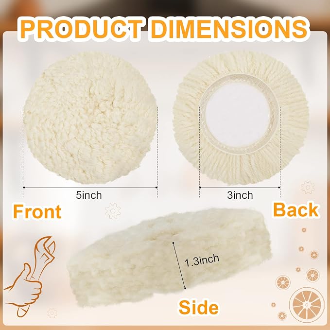 Tallew 6 Pcs 3 Inch Wool Polishing Pad Hook Loop Buffing Pad - Image 2