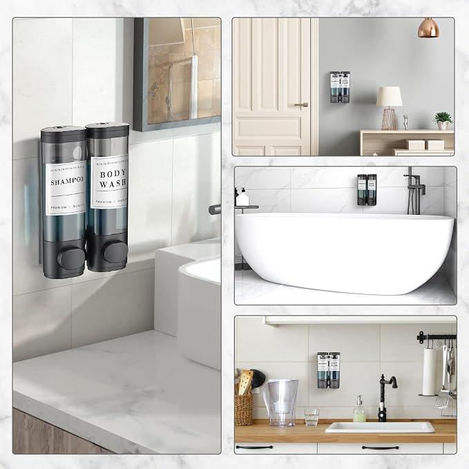 Shampoo and Conditioner Dispenser, Shower Dispenser 2 Chamber No Drill - Image 3