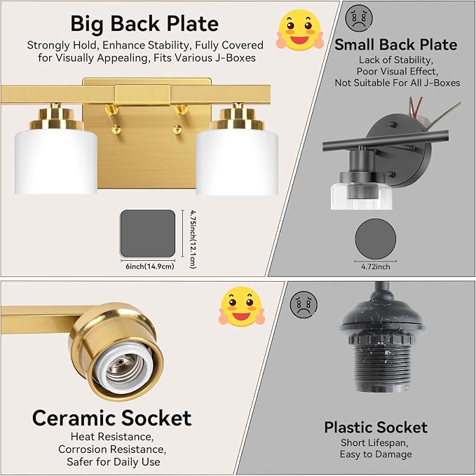 4-Light Bathroom Light Fixtures, Classic Wall Light Fixture - Image 7
