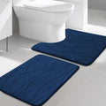 YIHOUSE Memory Foam Blue Bathroom Rug Sets 2 Piece, Ultra Absorbent Bath Mat by YIHOUSE