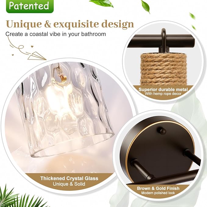 Bathroom Light Fixtures, 2-Light Coastal Vanity Lights - Image 6
