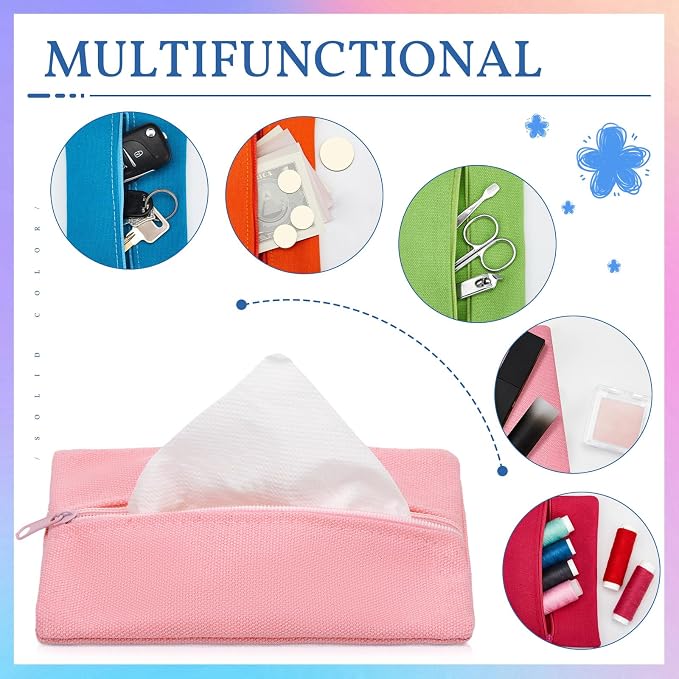 Sherr 5 Pieces Tissues Purse Pocket Tissue Holder Reusable Travel Pouch Fabric - Image 6