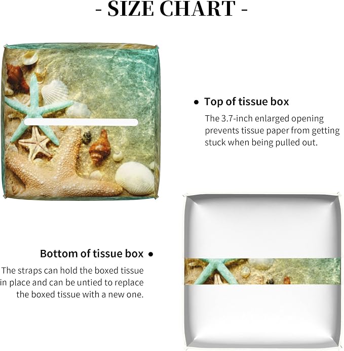 Starfish Seashell on Summer Beach Tissue Box Cover Square, Starfish Seashell - Image 5