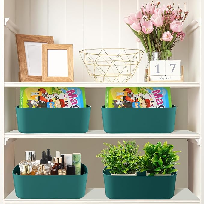 Zopeal Plastic Storage Bins 10 Pcs Green Pantry Organizer Bins Small Baskets - Image 6