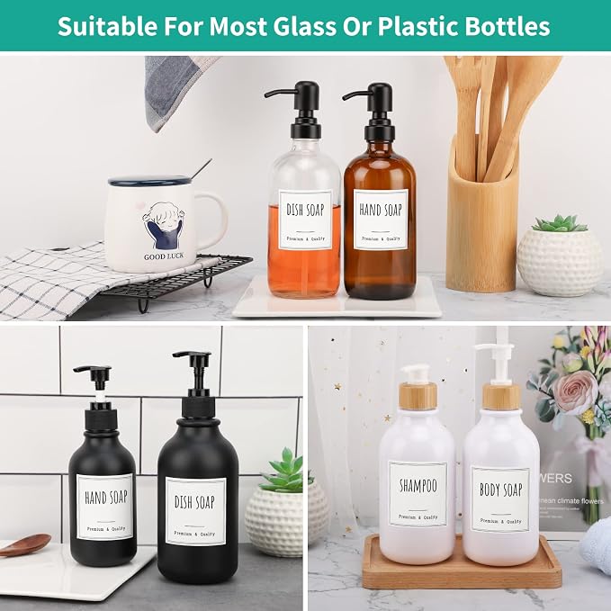 Segbeauty Bathroom Labels for Soap Dispenser, Reusable Shampoo Conditioner Hand - Image 5