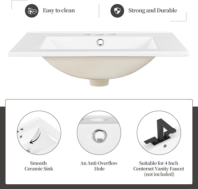 Yaheetech 24" Modern Bathroom Vanity - Image 5