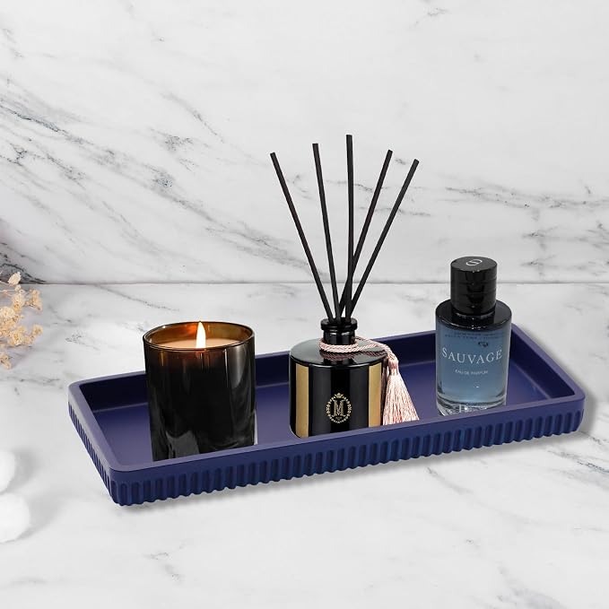 Resin Navy Blue Bathroom Accessories Set 5 Pcs, Lotion Soap Dispenser, - Image 7