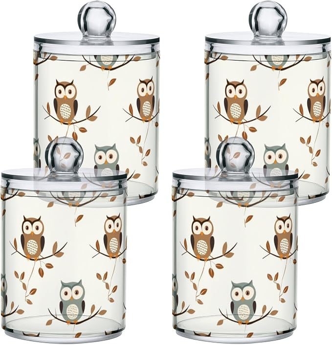 2 Pack Qtip Holder Dispenser for Cotton Ball Owl Forest Little Animal Cotton - Image 3