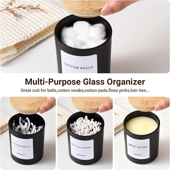 Glass Qtip Holder 2 Pack, Qtip Holder Dispenser Bathroom Set Bathroom - Image 3