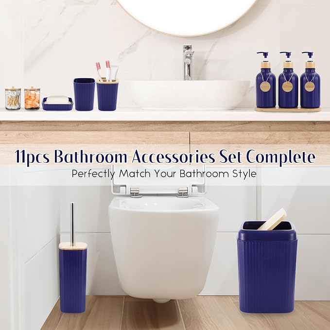 Navy Blue Bathroom Accessories Set 17PCS Bathroom Set - Image 5