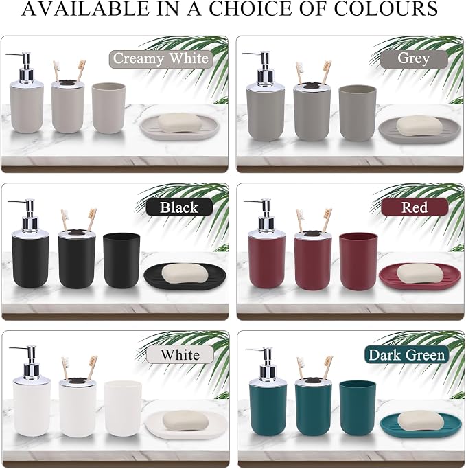 4 Piece Bathroom Accessories Set, Plastic Bathroom Accessory Set, Toothbrush - Image 7