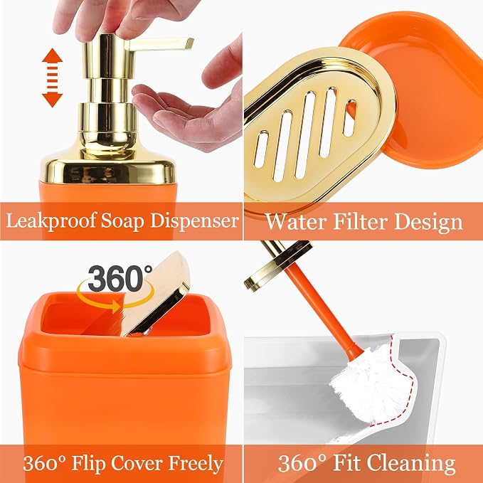 Bathroom Set - Orange Bathroom Sets - Image 6