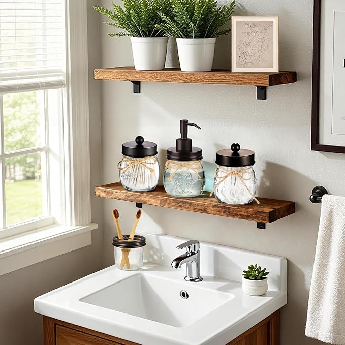 Amolliar Mason Jar Bathroom Accessories Set 4 Pcs -Lotion Soap Dispenser & 2 - Image 6