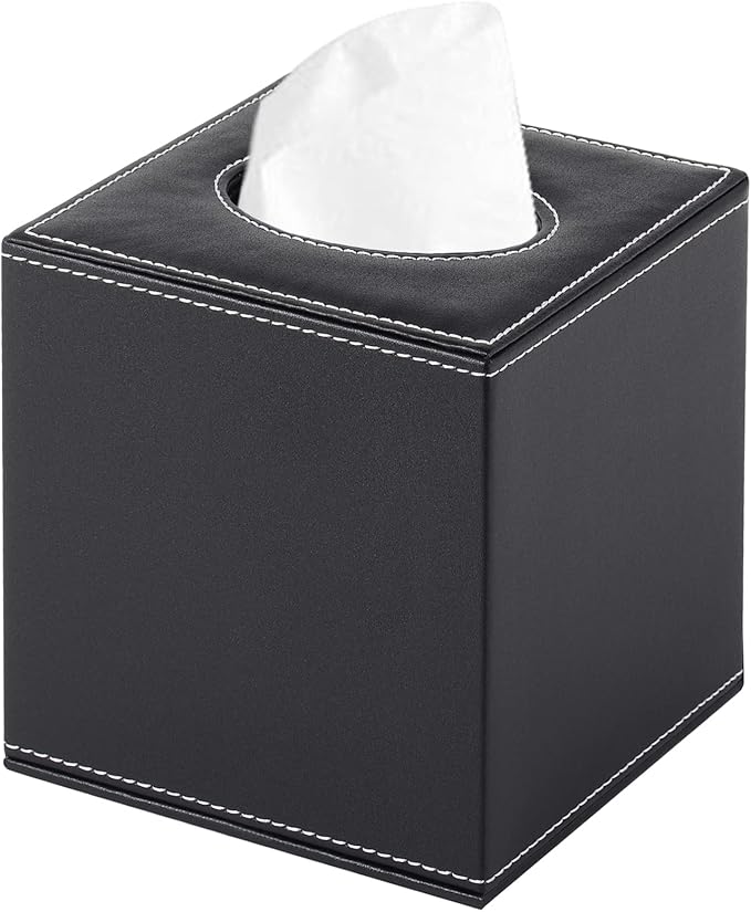 PU Leather Tissue Box Cover Square, Upgrade Large Size Napkin Holder Pumping by RHCSZ