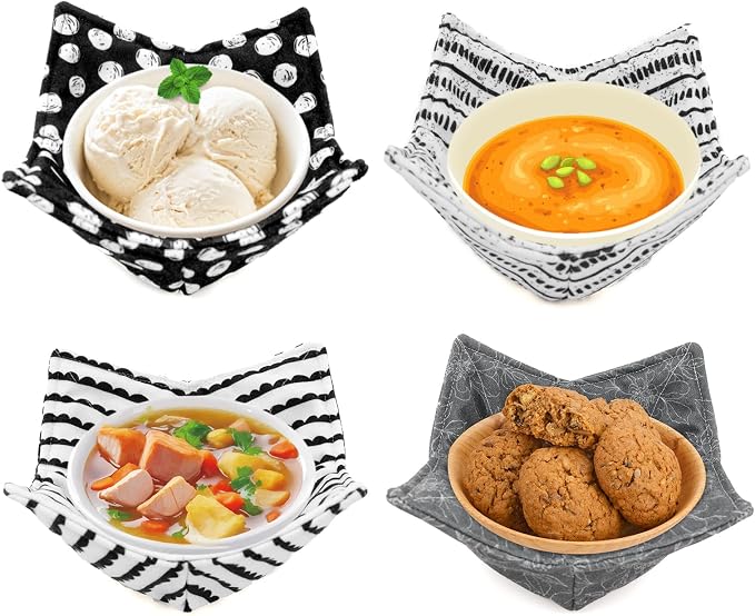 Cotton Microwavable Bowl Cozy, Microwave-Safe Hot Bowl Holders, Soup Bowl Cozy - Image 7