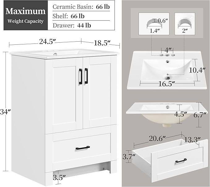 Yaheetech 24.5" Modern Bathroom Vanity - Image 2