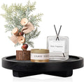 Round Decorative Tray Wood Bathroom Counter Organizer Farmhouse Kitchen Decor by zoocatia