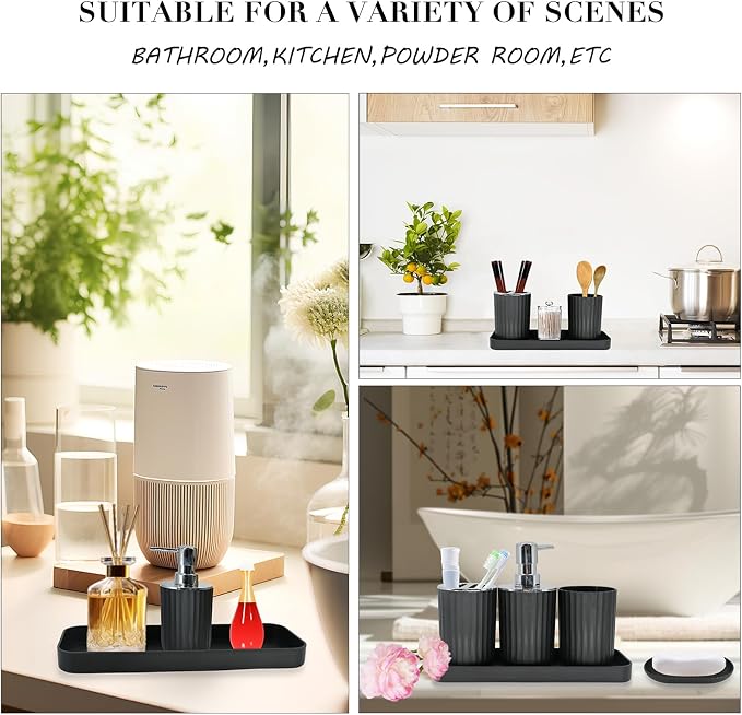 Black Bathroom Accessories Set, 9-Piece Bathroom Accessory Sets Complete - Image 3
