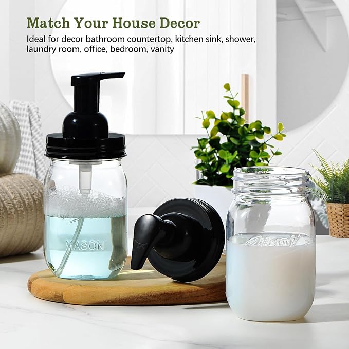 Amolliar Plastic Mason Jar Foaming Soap Dispenser - Image 4