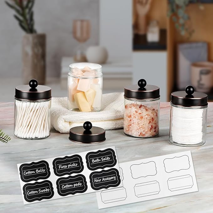 Amolliar 4Pc Apothecary Jars Bathroom Vanity Storage Organizer-Countertop - Image 2