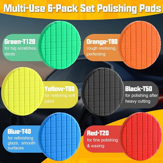 6 PCS Buffing Polishing Pads, 7 Inch Buffing Pads Compound Buffing Sponge Pads - Image 4