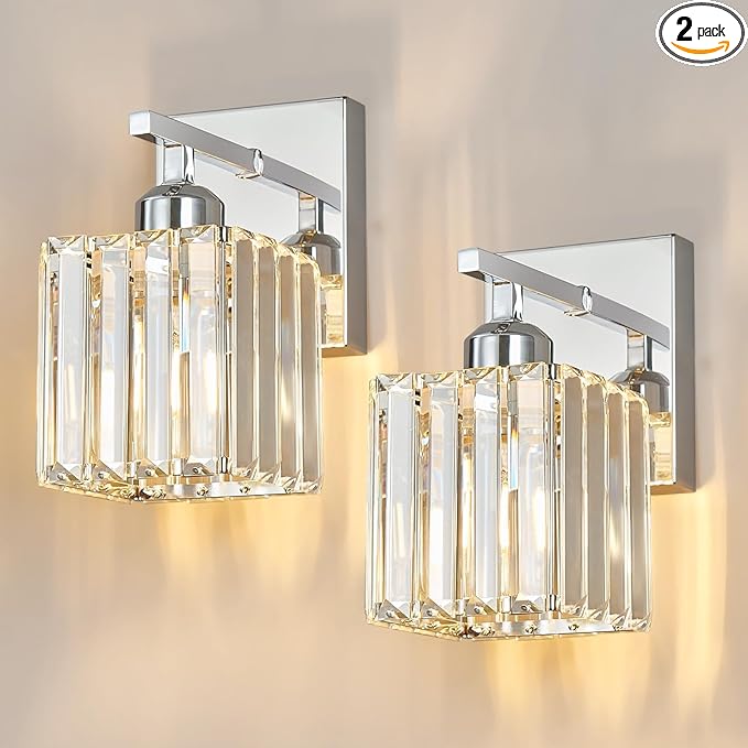Modern Wall Sconce Set of Two Indoor Wall Lamp Chrome Wall Sconces Crystal Wall by FDPBY