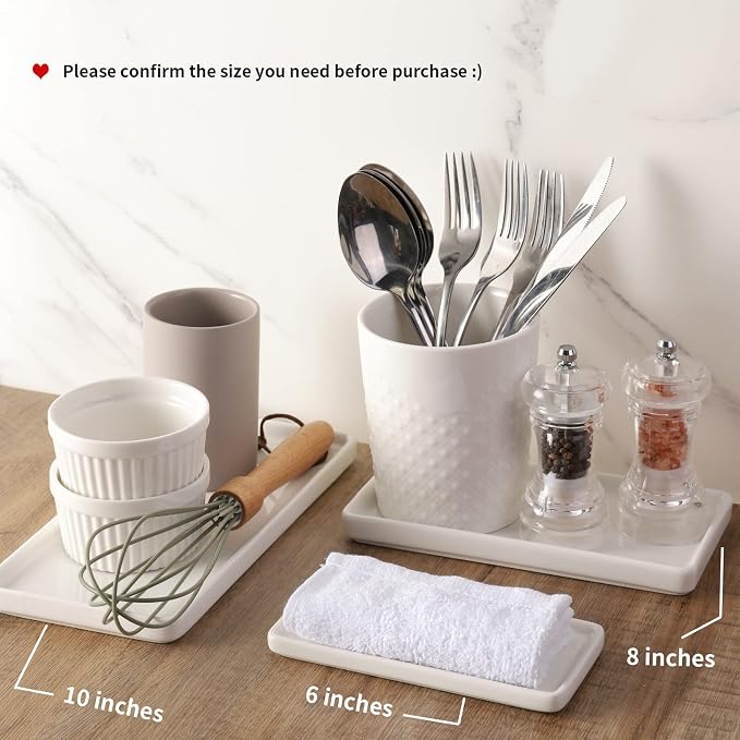 Gurygo 2 Pack 8" Ceramic Rectangular Vanity Trays - Image 7