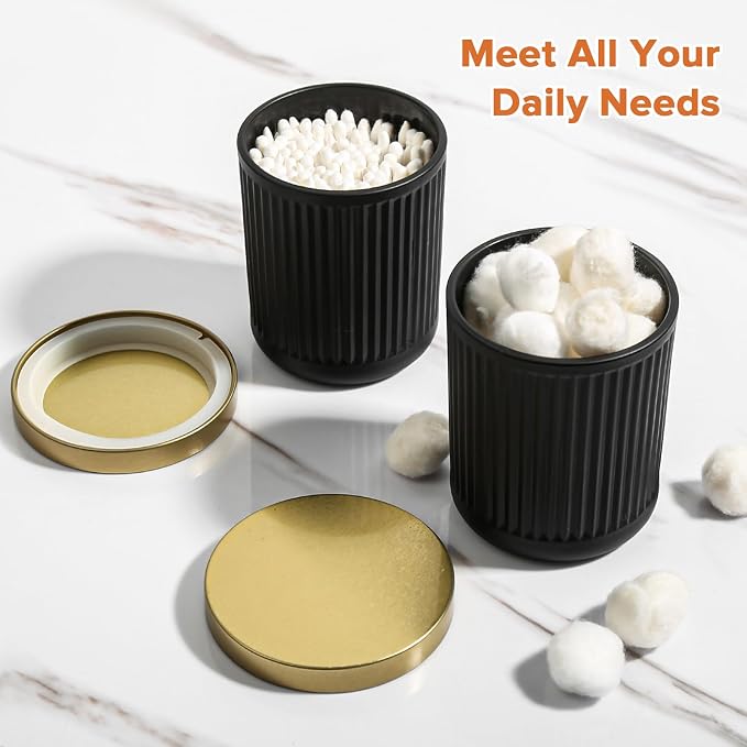 Matte Black and Gold Bathroom Accessories Set, 4 Pack Glass Bath Accessory Sets - Image 4