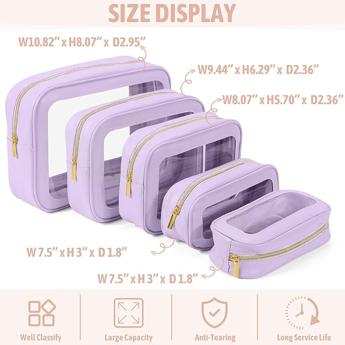5PCS Diaper Bag Organizer Pouch Set, TSA Approved Toiletry Bag，Clear Waterproof - Image 3