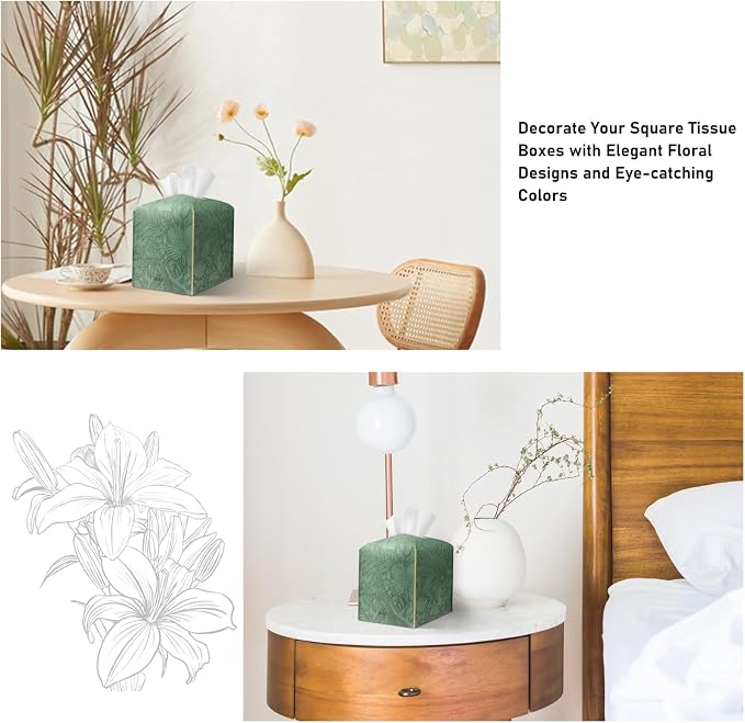 Tissue Box Holder Cover Square Tissue Cube Cover PU Leather Tissue Organizer - Image 2