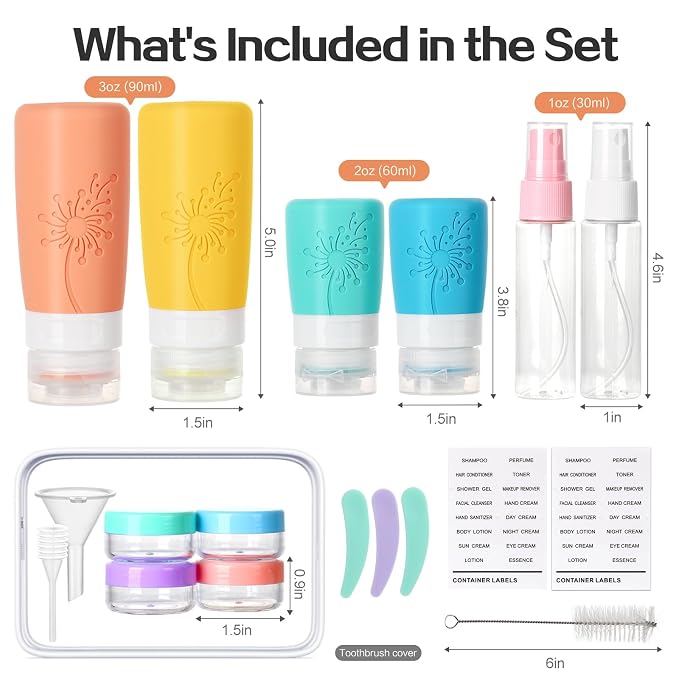 Empty 3 oz Travel Size Bottles Toiletries Containers - Image 2