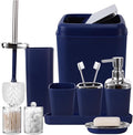 Navy Blue Bathroom Accessories Set, 9-Piece Plastic Gift Set by BetterbathroomwithXLHOME
