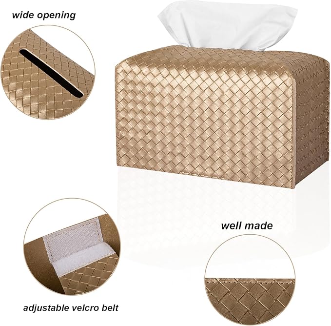 Tissue Box Cover PU Leather Tissue Holder Square Facial Tissue Case Facial - Image 5
