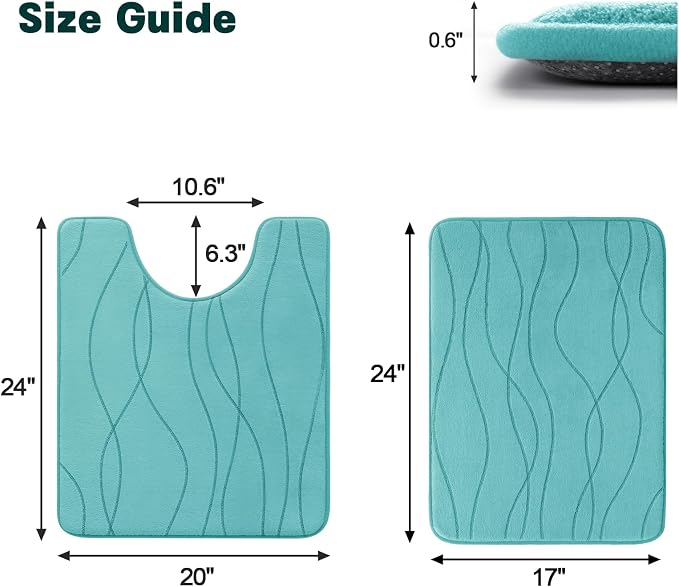 YIHOUSE Memory Foam Bathroom Rug Sets 2 Piece, Ultra Absorbent Bath Mat - Image 2
