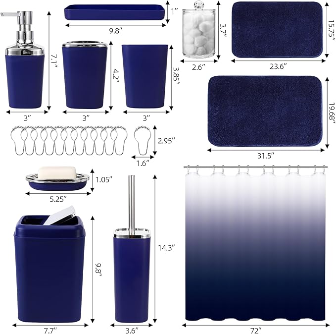 24PC Navy Blue Bathroom Set - Image 9