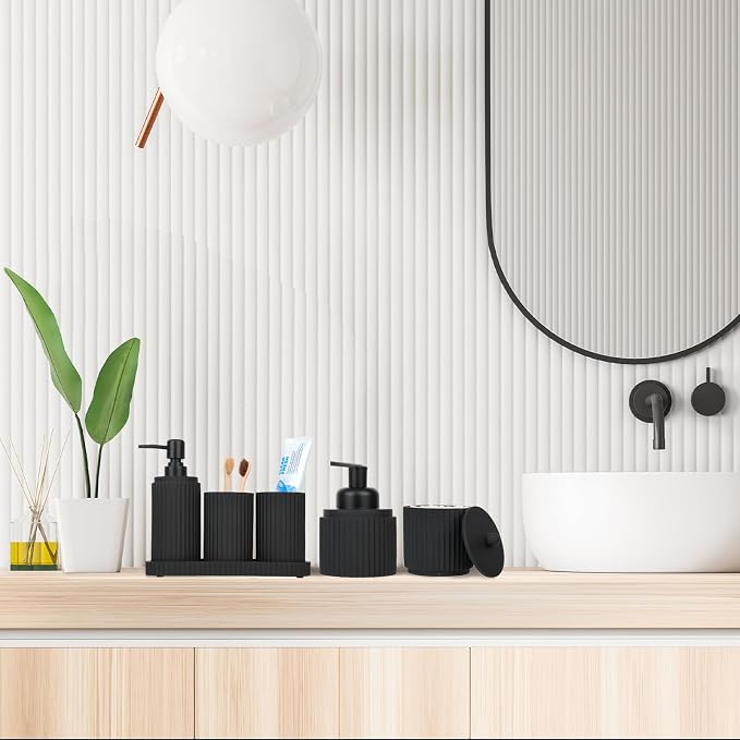 Black Bathroom Accessories Set 6 Pcs - Image 6