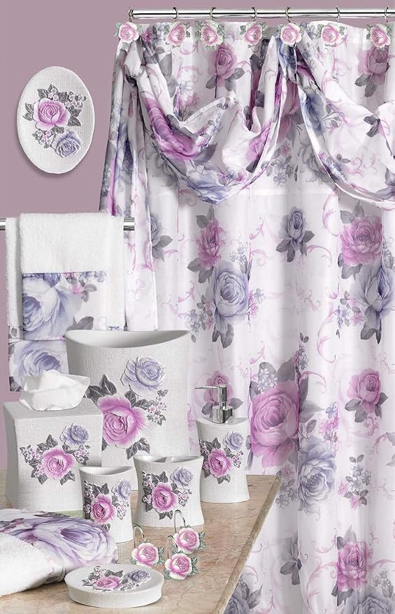 Zahari Home 13pc Michelle Bathroom Shower Curtain Sets Shower Curtain & 12 - Image 6