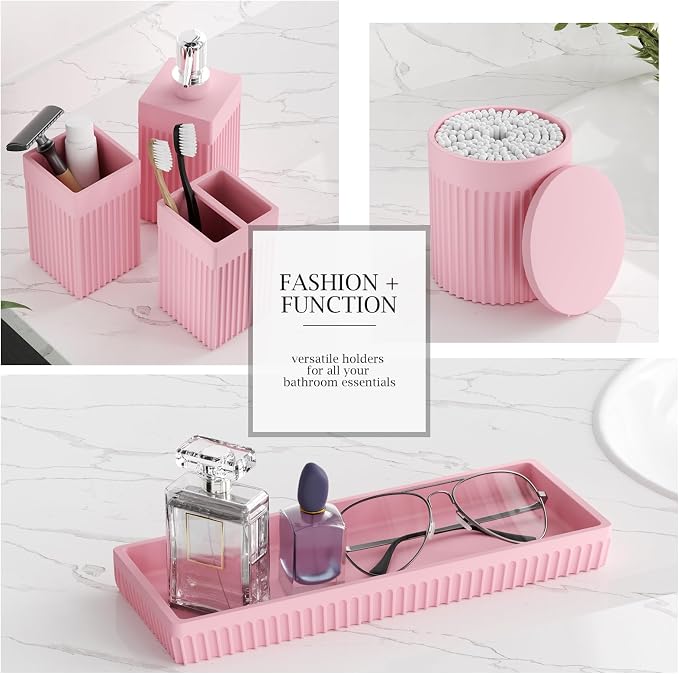 6-Piece Pink Bathroom Set - Image 5