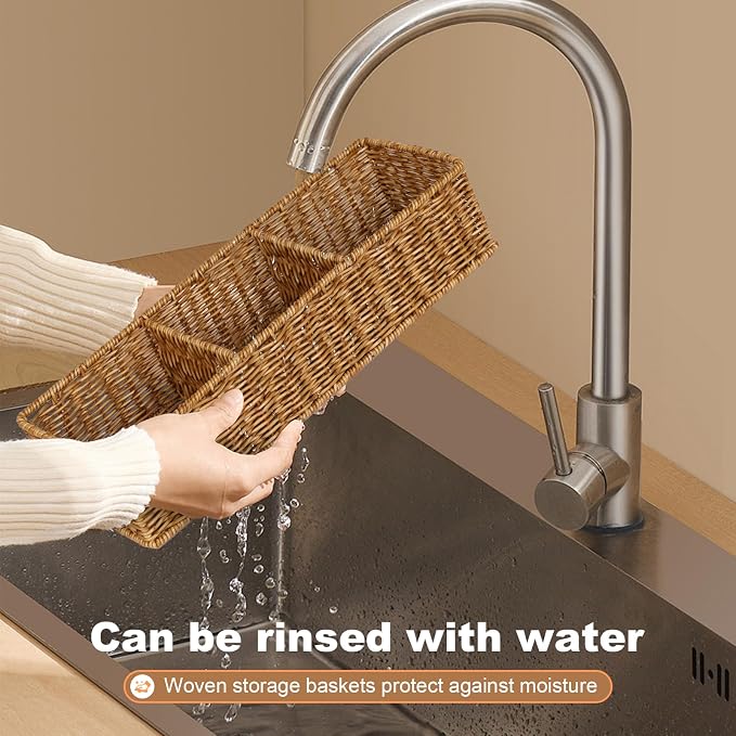 Wicker Toilet Paper Basket: 3 Water-resistant Compartments Organizer - Image 4